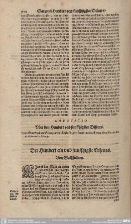 Der Hundert ein und funfftzigste Discurs. Von Saltzsiedern.