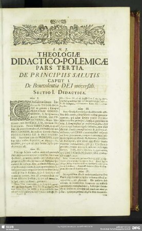 Pars Tertia. De Principiis Salutis