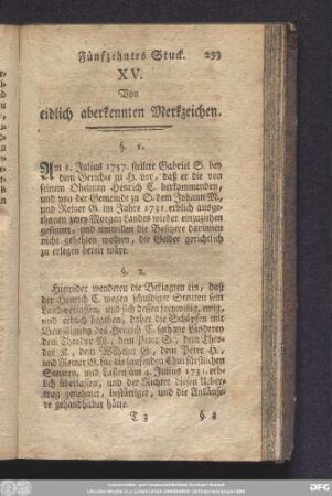 XV. Von eidlich aberkennten Merkzeichen.