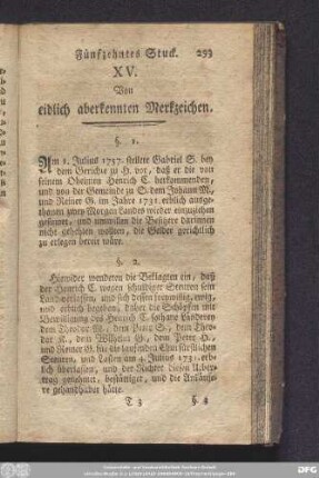 XV. Von eidlich aberkennten Merkzeichen.