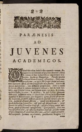 3r-5r, Paraenesis ad Juvenes Academicos