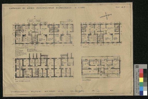Entwurf zu einem Zweispänner Reihenhaus, Grundrisse