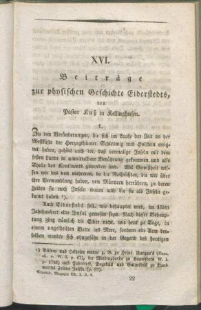 XVI. Beiträge zur physischen Geschichte Eiderstedts, von Pastor Kuß in Kellinghusen.