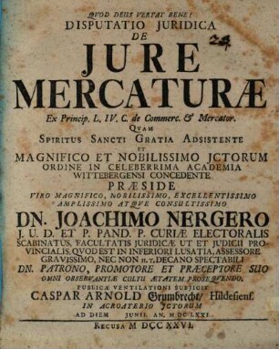 Diss. de iure mercaturae