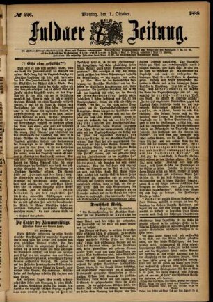 Ausgabe vom Montag, den 01. Oktober 1888.