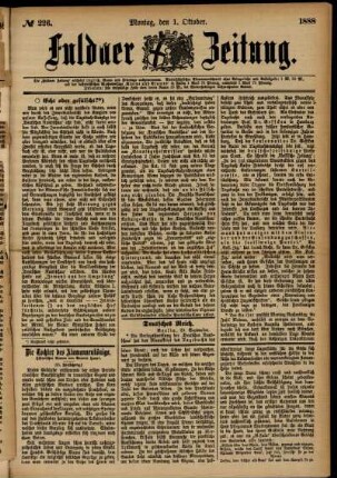 Ausgabe vom Montag, den 01. Oktober 1888.