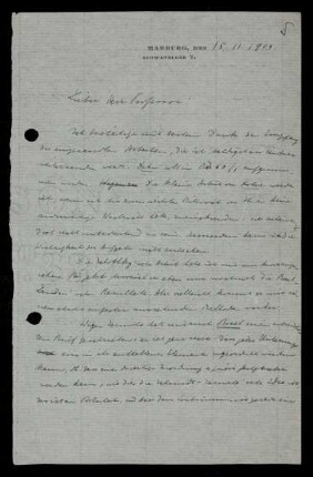 Nr. 5: Brief von Otto Blumenthal an David Hilbert, Marburg, 15.11.1904