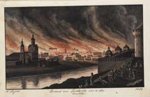 'Brand von Smolensk um 10 Uhr nachts' Aquarell; Rückseitenvermerk: 'nach Faber'