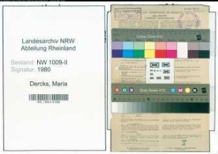 Entnazifizierung Maria Dercks , geb. 08.10.1912 (Angestellte)