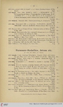 Personen-Medaillen, Jetons etc (Nr. 4983 - 5116)