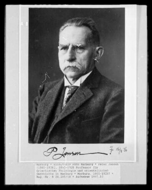 Peter Jensen (1861-1936), 1895-1928 Professor für Griechischen Philologie und orientalischen Geschichte in Marburg
