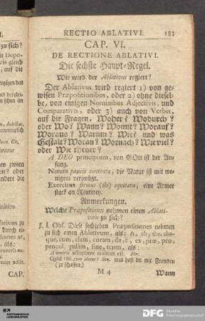 Cap. VI. De Rectione Ablativi. Die sechste Haupt-Regel