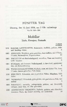 Mobiliar (Nr. 1081-1116)