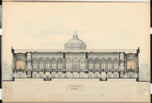 Landesbibliothek Berlin Schinkelwettbewerb 1875: Querschnitt; Maßstabsleiste