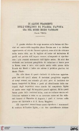 45.1917: Di alcuni frammenti dell' obelisco di piazza Navona ora nel museo egizio vaticano