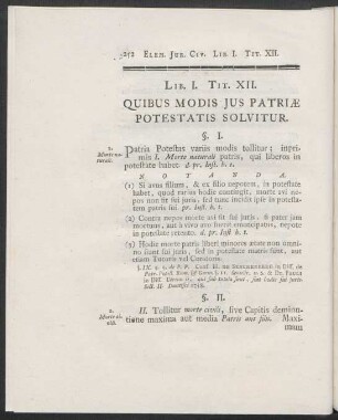 Lib. I. Tit. XII. Quibus Modis Jus Patriae Potestatis Solvitur