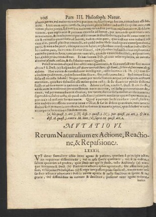 Mutatio VI. Rerum Naturalium ex Actione, Reactione, & Repassione.