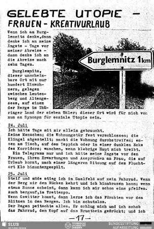 Gelebte Utopie : Frauen-Kreativurlaub