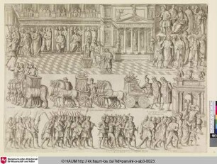 Ornatissimi Triumphi uti Paulus de Rege Macedonum Perse Capto P. Africanu Aimilianus de Carthaginiensibus excisis Pompeius Magnus ex oriente Julius Augustus, Vespasian, Trainus, et alii Imperatores Romanitriumphanant