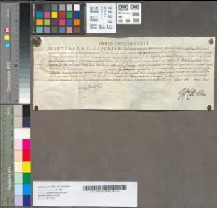 Papst Innozenz XII. gewährt allen Priestern, die Seelmessen für Verstorbene der Bruderschaft Devotionis domini nostri Jesu Christi in cruce moribundi ac bb. virginis Mariae ejus genitricis dolorosae halten, einen Ablaß. Datum apud S. Mariam majorem sub annulo piscatoris.
