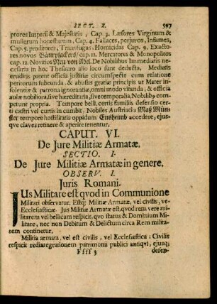 Sectio. I. De Iure Militiae Armatae in genere
