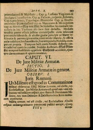 Sectio. I. De Iure Militiae Armatae in genere