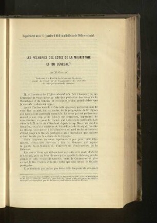 Les Pécheries Des Cotes De La Mautitaine Et Du Sénégal.