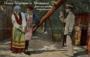 Deutscher Soldat scherzt mit der "feindlichen" Bevölkerung