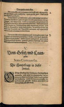 V. Vom Gesetz und Evangelio.