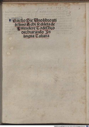 Questo Sie Uno libro utilissimoA chi se dileta de Jntendere Todescho dechiarando Jn lingua Taliana