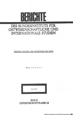 Sinkiang zwischen der Sowjetunion und China