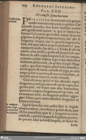 Cap. XXII. De caussis synocharum