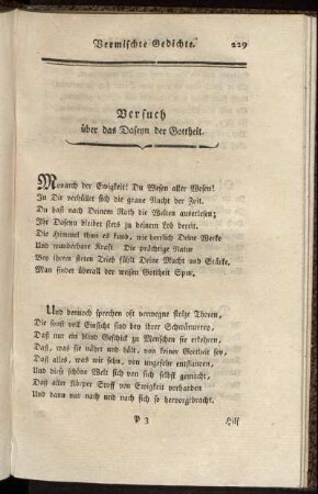 Versuch über das Daseyn der Gottheit. - Der Tod. Eine Ode.
