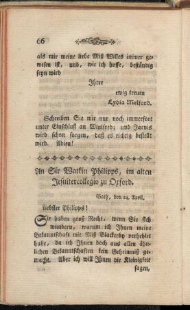 An Sir Watkin Philipps, im alten Jesuitercollegio zu Oxford.