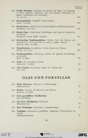 Glas und Porzellan (Nr. 205-283)