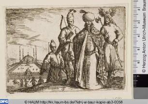 Orientalischer Herrscher mit Begleitung