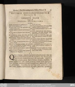 Historiae Pseudadiaphoristicae Periodus II. A Christo Nato usque ad Tempora Reformationis.