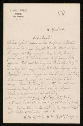Nr. 25: Brief von Luigi Bianchi an Adolf Hurwitz, Pisa, 14.4.1882
