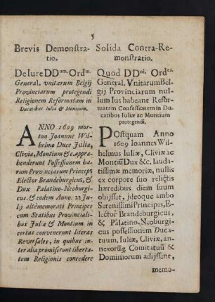 Brevis Demonstratio [und] Solida Contra-Remonstratio.