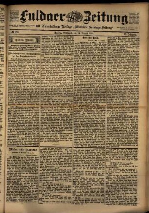 Erste Ausgabe vom Mittwoch, den 14. August 1901.