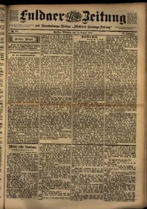 Erste Ausgabe vom Mittwoch, den 14. August 1901.
