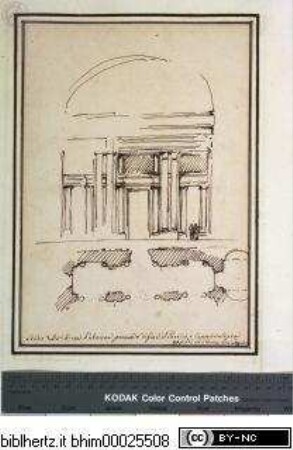 Disegni di Carlo Marchionni Architetto, e Scultore Romano, Aufriss und Grundriss eines Portikus für San Domenico in Ancona
