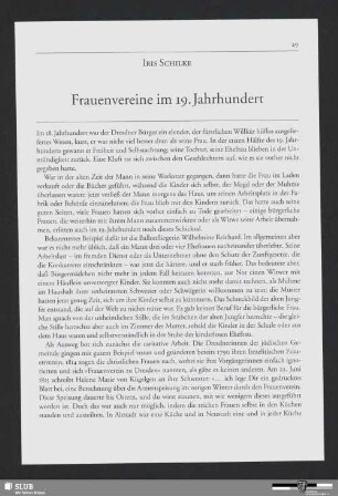 Frauenvereine im 19. Jahrhundert