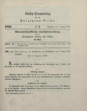 1903: Gesetzsammlung für das Herzogthum Gotha