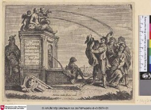 [Titelblatt zu einer Serie mit Genreszenen; Title-plate, a fountain]