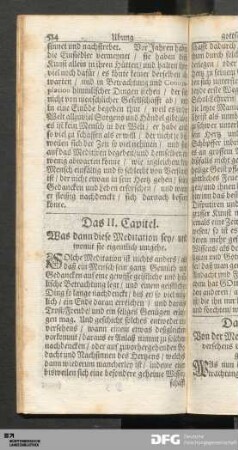 Das II. Capitel. Was dann diese Meditation sey/ und womit sie eigentlich umgehe.