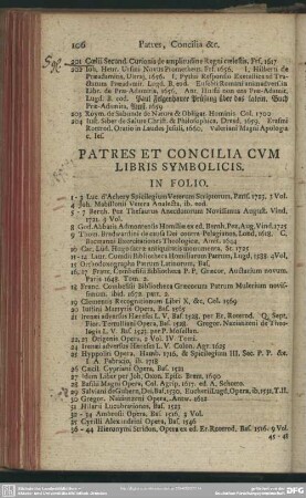 Patres Et Concilia Cum Libris Symbolicis