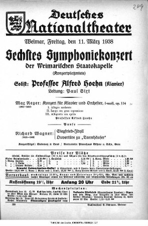 Sechstes Symphoniekonzert