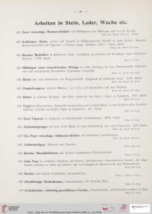 Arbeiten in Stein, Leder, Wachs etc. (Nr. 422 - 494)