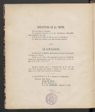 Condition de la vente